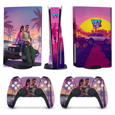 GTA 6 PS5 COVER FOR PLAYSTATION 5 Ps5 Cover, Stickers Video, Ps5 Skin, Gta 6, Ps5 Controller, Custom Shoes Diy, Shoes Diy, Cover Ideas, Playstation 5