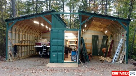 Connex House, Tool Shed Ideas, Container Shed, Shipping Container Garage, Shipping Container Dimensions, Shipping Container Workshop, Container Garage, Shipping Container Sheds, Building A Carport