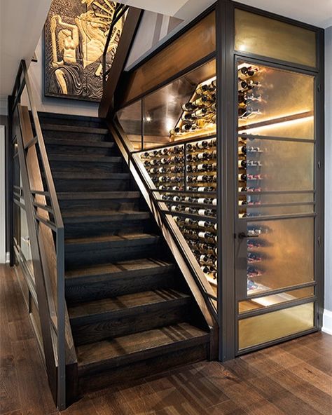 Under Stairs Space, Under Stairs Storage Ideas, Under Stairs Wine Cellar, Stairs Storage Ideas, Wine Room Design, Under Stairs Storage, Wine Cellar Basement, Glass Wine Cellar, Penthouse Design