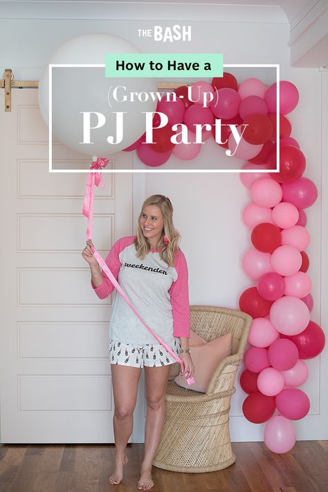 Women Night In Party Ideas, 30th Birthday Slumber Party Ideas, 40th Birthday Sleepover Ideas, Women Slumber Party Ideas, 40th Birthday Pajama Party, Grown Up Sleepover, Hotel Birthday Party Ideas For Adults, Grown Up Pajama Party, Onesie Party Ideas Adults