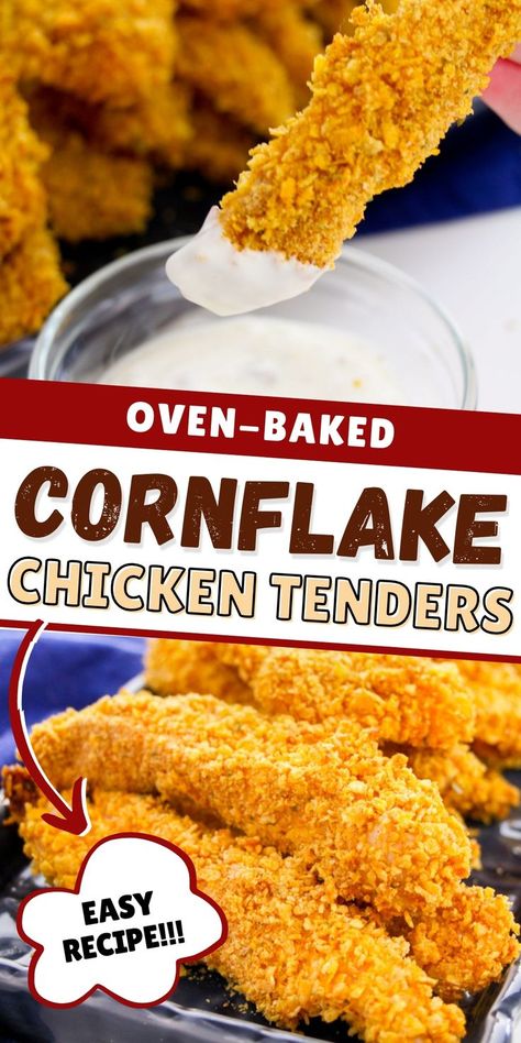 Cereal Crusted Chicken Tenders, Cereal Chicken Tenders, Cornflake Coated Chicken, Baked Cornflake Chicken Tenders, Chicken In Cornflakes, Cornflake Chicken With Mayo, Frosted Flake Chicken, Cornflakes Chicken Tenders, Chicken Tenders With Corn Flakes