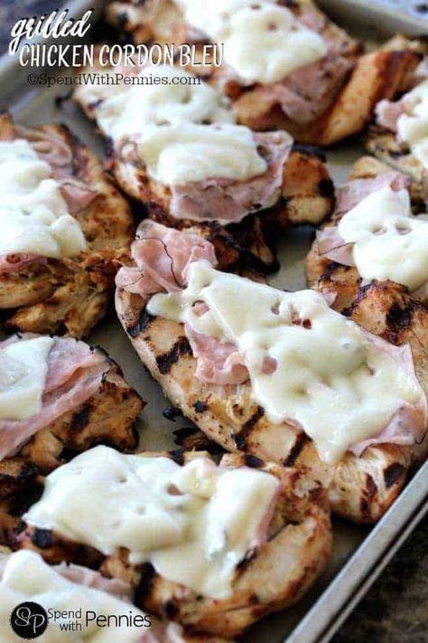 Grilled Chicken Cordon Bleu Grilled Chicken Cordon Bleu, Chicken Cordon Bleu Recipe, Cordon Blue, Spend With Pennies, Chicken Cordon, Easy Meal Plans, Chicken Cordon Bleu, Tater Tots, Cordon Bleu