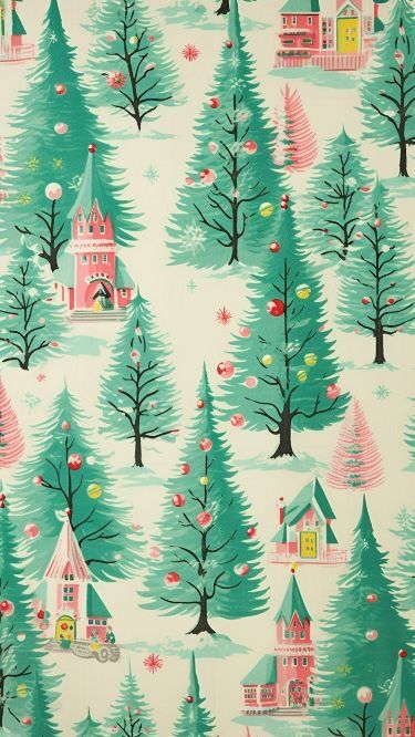 Christmas Phone Wallpapers, Wrapping Paper Pattern, Vintage Pink Christmas, Xmas Wallpaper, Christmas Phone Wallpaper, Vintage Christmas Images, Cute Christmas Wallpaper, Vintage Wrapping Paper, Holiday Wallpaper