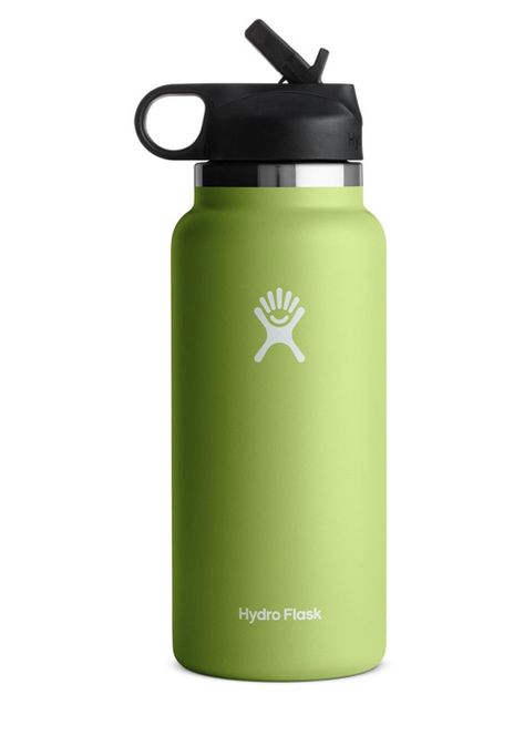 Hydroflask Straw Lid Colors, Seagrass Hydroflask, Sage Green Hydroflask, Hydroflask With Straw Lid, Green Hydroflask, Green Water Bottle, Pretty School Supplies, Straw Bottle, Wide Mouth