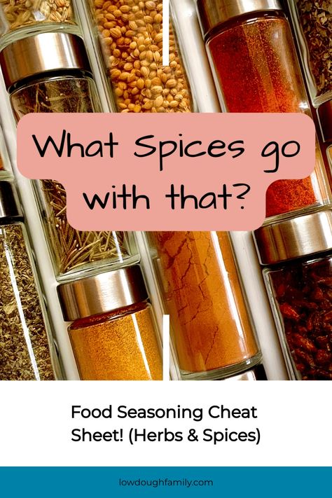 Food Seasoning Cheat Sheet! (Herbs & Spices) Herb Blends, Seasoning Chicken, Inventory Sheet, Food Seasoning, Different Foods, Shopping List Grocery, Cooking Game, Homemade Seasonings, Cooking Games