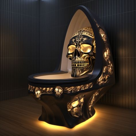 Omg. Beautiful #skull #skulls #toilet Skull Furniture, Bold Bathroom, Weird Furniture, Rock Poster Art, Beautiful Bedroom Decor, Unusual Furniture, Gothic Furniture, Bathroom Furnishings, Dark Home Decor