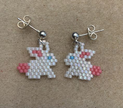 Beaded Bunny Earrings, Coin Purse Crochet Pattern, Miyuki Beads Pattern, Diy Seed Bead Earrings, Bracelet Craft Diy, Fairy Necklace, Bead Weaving Patterns, Beaded Jewelry Designs, Beaded Earrings Patterns