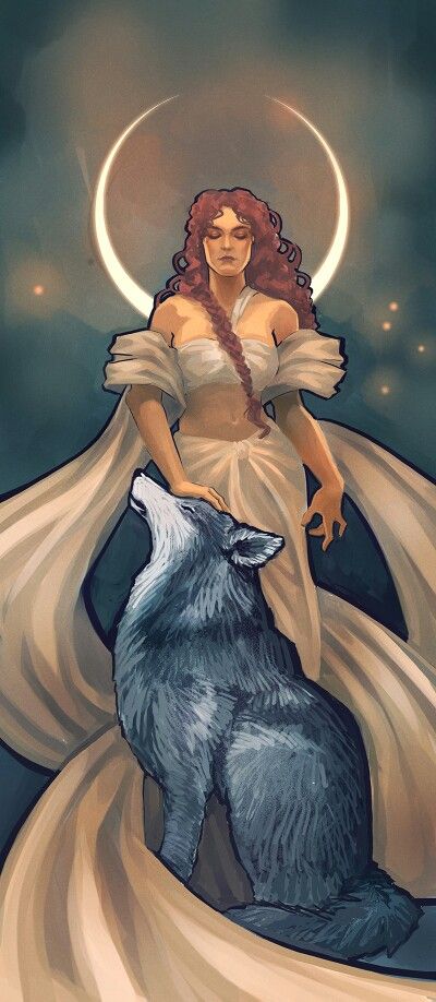 Wolf's Moon, or is it Moon's Wolf? Artemis Goddess, Tattoo Wolf, Sacred Feminine, Wolf Moon, Wolf Tattoos, Mythology Art, Goddess Art, Wow Art, A Wolf