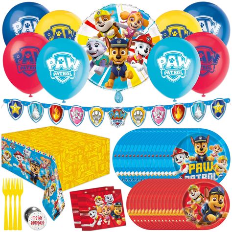 PRICES MAY VARY. EMBARK on an adventure with your child's favorite pups from Paw Patrol: The Mighty Movie as you host an exciting birthday party! Our Paw Patrol birthday decorations kit is your one-stop solution for a quick and effortless party setup. INCLUDES: This Paw Patrol party supplies set is designed for a gathering of 16 guests and includes 1 captivating foil balloon, 8 lively latex balloons, 1 practical tablecloth, a festive banner, 16 generously-sized 9" paper plates, 16 charming 7" ca 4th Birthday Party For Boys Paw Patrol, Paw Patrol Party Ideas 1st Birthday, Paw Patrol Birthday Theme For Boys, Paw Patrol 3rd Birthday Party For Boy, Paw Patrol Party Ideas Decoration, Paw Patrol Birthday Party Decorations, Paw Patrol Printables Free, Paw Patrol Party Invitations, Paw Patrol Party Favors