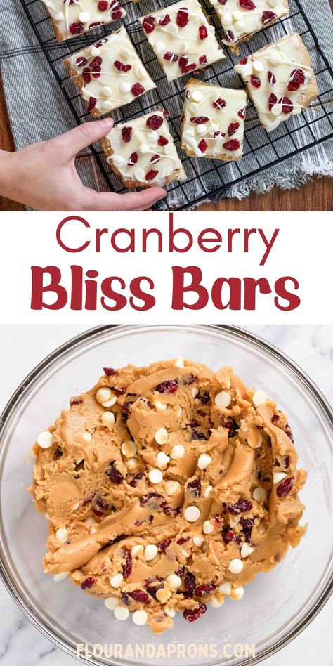 Try these Cranberry Bliss Bars, a simple Starbucks copycat recipe. Chewy bars with dried cranberries, white chocolate chips, and cream cheese frosting, topped with a white chocolate drizzle. Perfect for holidays or any sweet craving. Best served chilled and can be stored in the fridge for up to three days! Homemade Cranberry Bliss Bars, Starbucks Bliss Bars Recipe, Cranberry White Chocolate Bars, White Chocolate Cranberry Bars, Cranberry Bliss Bars Starbucks Recipe, Bliss Bars Starbucks, Southern Christmas Recipes, White Chocolate Cookie Bars, Cranberry Bars Recipe