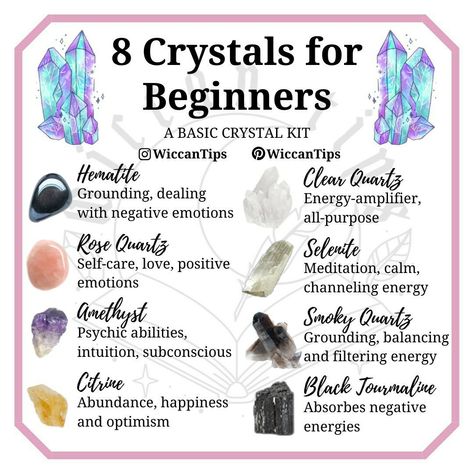 8 basic crystals for your craft and how to use them Basic Crystals, Scrying Crystal, Beginner Witches, Crystals For Beginners, Witch Things, Crystal Healing Chart, Witch Rituals, Crystals For Manifestation, Crystals Gems