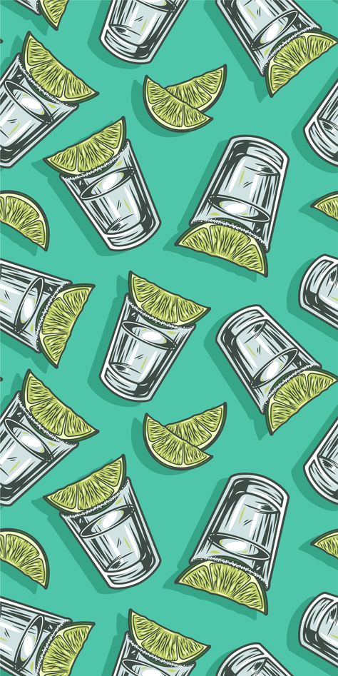 Seamless pattern wallpaper of cocktail with tequila and lime for bar alcohol menu design #tequila #lime #wallpaper #pattern #seamless #design #tropical #shot #alcohol #glass #bar #party #drink Drink Background Wallpapers, Alcoholic Wallpaper, Tequila Aesthetic Wallpaper, Alcohol Aesthetic Wallpaper, Drinking Wallpaper, Tequila Wallpaper, Wallpaper Alcohol, Drinking Alcohol Aesthetic, Cocktail Wallpaper