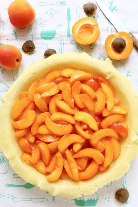 Apricot pie - Crumbs on the Table Apricot Pie Recipe, Apricot Pie, Blueberry Pie, Pie Pan, Delicious Pies, Dried Apricots, Egg Wash, Puddings, Pie Recipe