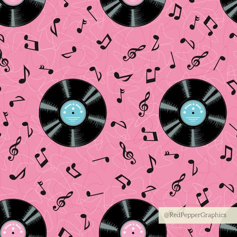 Rock N Roll Graphic Design, Rockabilly Bedroom, Rockabilly Pattern, Rock N Roll Bedroom, 50s Wallpaper, Greeting Card Packaging, Rock And, Background Print, Rockabilly Outfits