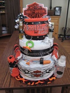 Harley Davidson Baby Shower, Baby Shower Motorcycle, Cake Castle, Harley Baby, Diaper Motorcycle Cake, Harley Davidson Cake, Biker Baby, Motorcycle Baby