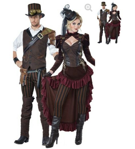 Steampunk couple yandy.com Steampunk Couples Costume, Victorian Steampunk Costume, Steampunk Womens Costume, Steampunk Halloween Costumes, Steampunk Mode, Steampunk Outfits, Moda Steampunk, Gothic Party, Steampunk Woman