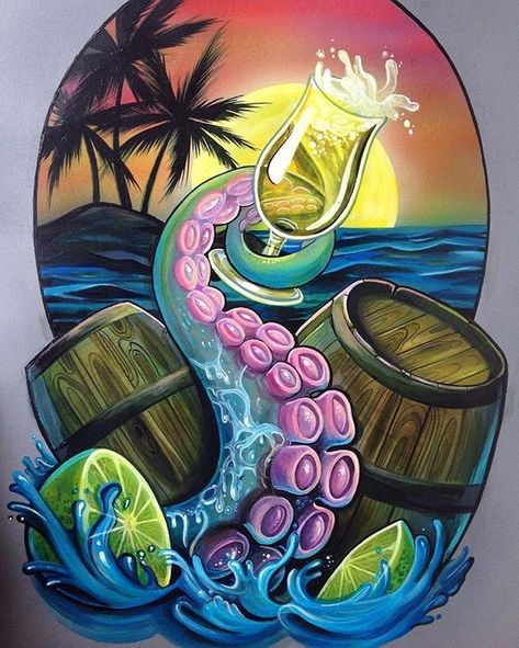 Tentacle Painting, Deco Surf, Art Library, New School Tattoo, Desenho Tattoo, Airbrush Art, Life Story, Tattoo Design Drawings, Chalk Art