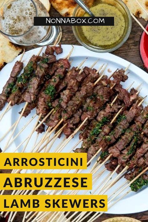 Italian Lamb Recipes, Lamb Bites, Sheep Recipes, Abruzzese Recipes, Pork On A Stick, Bbq Snacks, Bbq Lamb, Mediterranean Cooking, Bread Dressing