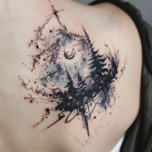 Dark Blue Tattoo, Milky Way Tattoo, Way Tattoo, Pair Tattoos, Cosmic Tattoo, Galaxy Tattoo, Marvel Tattoos, Trash Polka Tattoo, Blue Tattoo