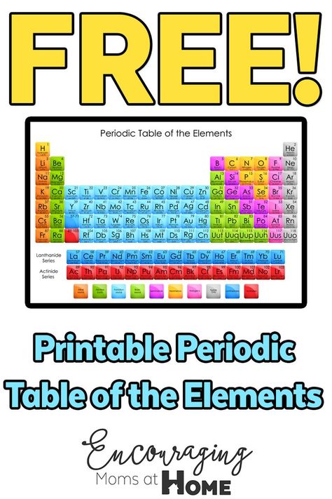 Free Printable: Periodic Table of the Elements Blank Periodic Table, Homeschool Chemistry, Periodic Table Printable, Element Chart, Periodic Table Of The Elements, Homeschool Freebies, Table Of Elements, Science Party, The Periodic Table