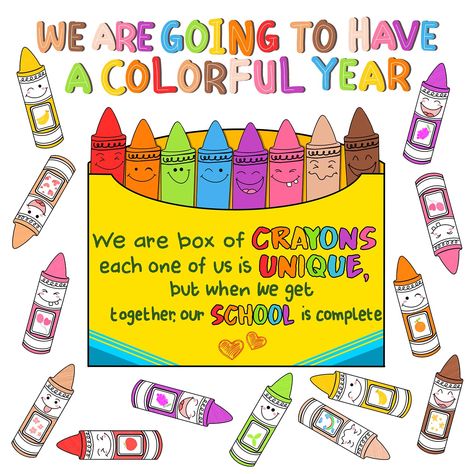 PRICES MAY VARY. 【Crayon Poster Set】 you will get 54 pieces of crayon classroom decors, including 1 already colored poster about 16.9 x 18.9 inches/ 43 x 48 cm , 29 colored alphabet and 24 Crayon uncolored in crayon shape about Height 6.7 inches/17cm With 60 glue points ​enough to decorate your classroom and bulletin board to make them more attractive and fun 【Quality Material】 crayon decorations made of quality paper material, with smooth surface and fine workmanship, safe and bright, pattern a Crayon Themed Bulletin Boards, Crayon Decorations Classroom, Crayon Door Decorations Classroom, Crayon Box Bulletin Board, Crayons Bulletin Board, Crayon Classroom Theme Decor, Crayon Decor, Crayon Bulletin Boards, Crayon Decorations