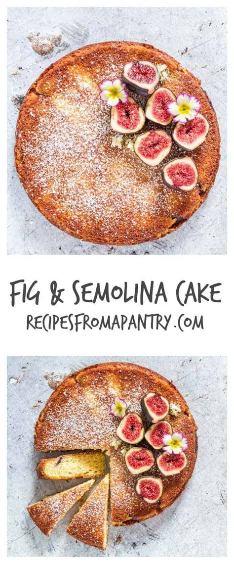 This crumbly Semolina Cake is perfectly moist with the addition of figs and yogurt. It is easy to make and needs only minimal decoration to turn into a show-stopping cake. You will not be able to stop at one slice of this cake. recipesfromapantry.com #semolinacake #figcake #semolinacakerecipe #easysemolinacake #yogurtsemolinacake Semolina Cake Recipe, Minimal Decoration, Fig Cake, Semolina Cake, Fig Recipes, Best Cake Recipes, Mouth Watering Food, Homemade Cakes, Greek Recipes