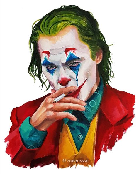 My Hero Painting, Joker Realistic Drawing, Joker Watercolor, Blend Colored Pencils, Joker Oil Pastel, Joker Canvas Art, Coloured Drawings, Joker Painting Acrylics, Joker Art Drawing