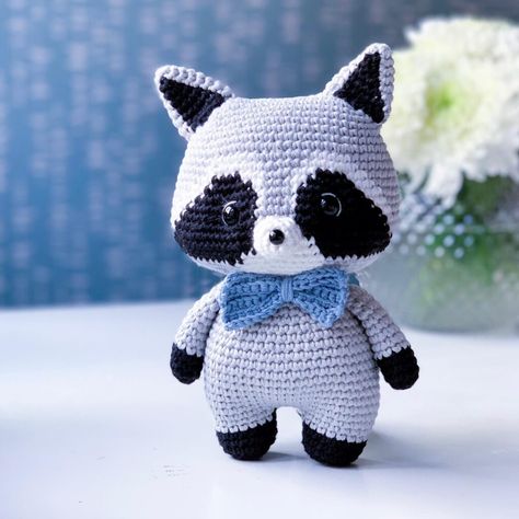 Raccoon Stuffed Animal, Crochet Animal Amigurumi, Crochet Eyes, Amigurumi Elephant, Free Amigurumi Patterns, Knitted Animals, Baby Gym, Amigurumi Free, Amigurumi Free Pattern