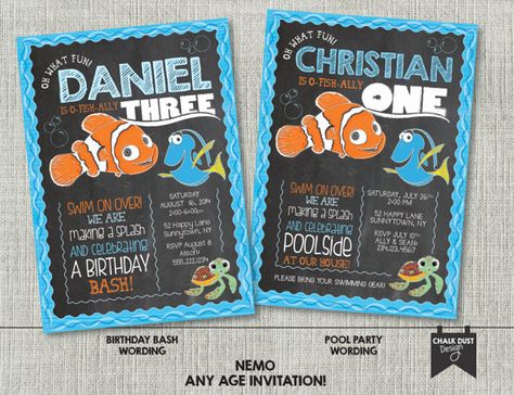 Finding Nemo Invitations, Finding Dory Birthday Party, Dory Birthday Party, Finding Nemo Party, Finding Dory Birthday, Nemo Birthday Party, Dory Birthday, Finding Nemo Birthday, Birthday Clown