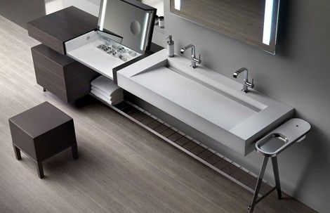 Double Vanity Sink, Sink Table, Modern Vanity Table, Architecture Bathroom, Makeup Desk, Contemporary Vanity, Vanity Room, Makeup Table, Bathroom Update