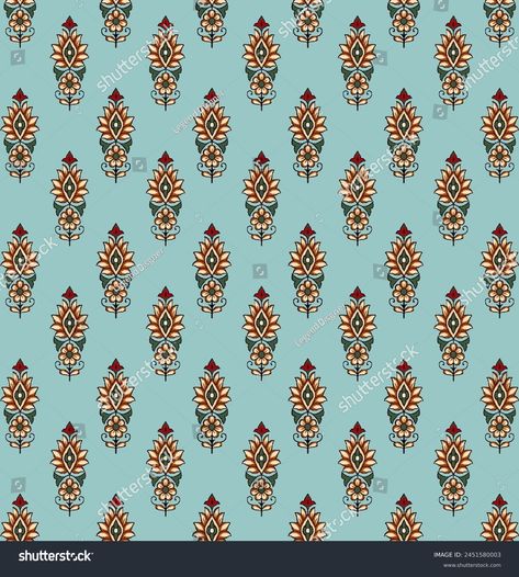 Decorative Colorful Mughal Pattern Wallpaper Print Stock Illustration 2451580003 | Shutterstock Mughal Pattern, Wallpaper Print, Textile Prints Design, Prints Design, House Vector, Real Estate Flyers, Color Palette Generator, Pattern Vector, Holiday Illustrations