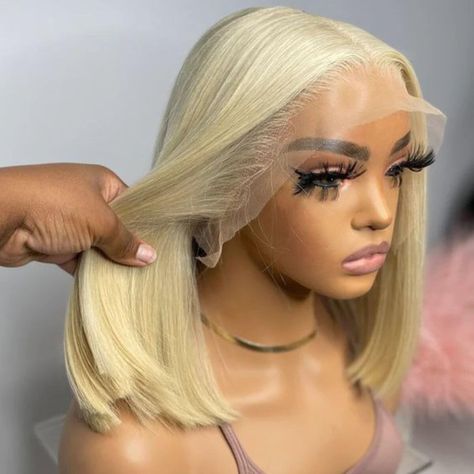 PRICES MAY VARY. ❤ 【Premium Material】：100% unprocessed virgin human hair wigs,the 613 blonde frontal bob wigs human hair made of 10A high quality human hair,soft and smooth, full and thick, the shape is delicate, no knots, and very little hair loss ❤ 【Hd Transparent Lace Wigs】：The blonde 613 bob human hair wigs is transparent HD lace,lace is invisible & soft, melt with skin. friendly to beginner,easy to install ❤ 【Hair Advantage】:This 613 blonde short bob wigs human hair ,true to length,the larg 613 Bob Wig, Blonde Frontal, Honey Blonde Color, Frontal Bob, Colored Bobs, Halloween Fits, Medium Length Blonde, Full Lace Front Wigs, Blonde Bob Wig