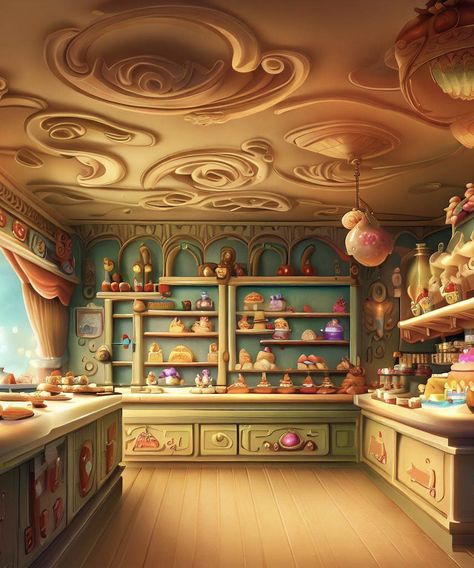 Fantasy Bakery, Tiny Pantry, Candy Room, Cute Bakery, Cookie House, Magical Creature, Apartment Office, Toy House, Magic Aesthetic