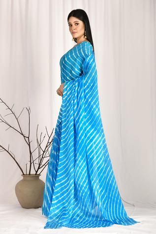 Shop for Samyukta Singhania Blue Upada Silk Leheriya Saree for Women Online at Aza Fashions Leheriya Saree, Saree Blue, Saree For Women, Blue Saree, Luxury Sale, Saree Online, Blouse Fabric, Sarees Online, Festival Wear