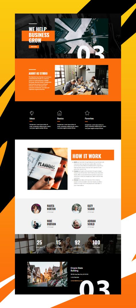 Nicepage is a free mobile-friendly website builder. Choose from 1000+ trendy web templates. Customize to get the exact web design you like with no coding. Nicepage supports Windows, Mac OS, Online, Joomla, WordPress and HTML. Orange And Black Website Design, Builder Website Design, Web Design Orange, Orange Web Design, Website Design Orange, Orange Website Design, About Page Web Design, Orange Website, Web Design Black