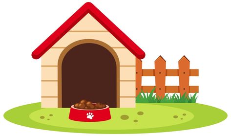 Dog house with food bowl isolated on white background Happy Pug, Cat Travel Carrier, Wooden Dog House, House Cartoon, Shapes Preschool, Cute Beagles, Dog Icon, Dog Coloring Page, Dog Vector