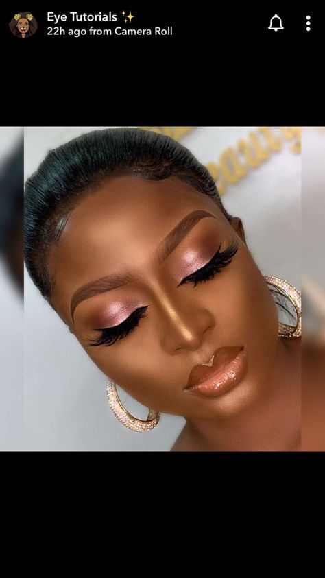 Rose Gold Makeup Looks Black Women, Rose Gold Makeup Looks, Gold Eyeshadow Looks, Black Bridal Makeup, African Makeup, Rose Gold Eye Makeup, Fresh Face Makeup, Gold Makeup Looks, Brown Girls Makeup