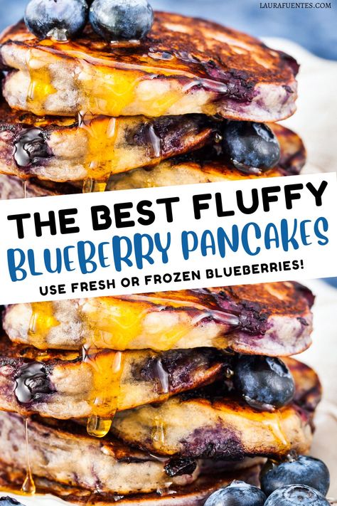 fluffy blueberry pancakes Blueberry Yogurt Pancakes, Blueberry Muffin Pancakes, Blueberry Pancakes From Scratch, Best Blueberry Pancake Recipe, Sourdough Blueberry Pancakes, Huckleberry Pancakes, Blueberry Pancake Topping, Best Blueberry Pancakes, Blueberry Pancakes Easy