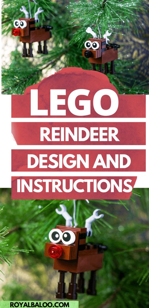 How to Make a LEGO Reindeer → Royal Baloo Lego Reindeer Instructions, Lego Xmas Ornaments, Holiday Lego Ideas, Easy Christmas Lego Builds, Lego Christmas Ornaments Diy, Diy Lego Ornaments, Christmas Lego Builds, Lego Ornaments Diy, Lego Christmas Ideas