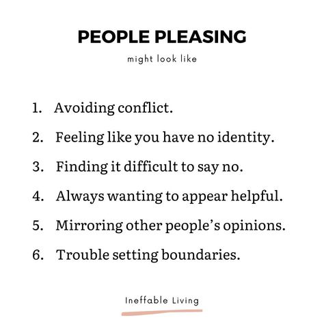 People-pleasing is a behavioral pattern characterized by prioritizing the desires, needs, and approval of others at the expense of one's own well-being and authenticity. Individuals who engage in people-pleasing often go to great lengths to avoid conflict, seek validation, and gain acceptance from others, even if it requires sacrificing their own values, boundaries, and personal autonomy. #loveyourself #selflove #loveurself #selfcarelove #loveyorself #selfishlove #mentalhealthawareness #ment... Boundaries Definition, Codependency Signs, Boundaries Setting, Codependency Healing, Codependency Worksheets, Codependency Quotes, Overcoming Codependency, Boundaries Quotes, Mental Health First Aid