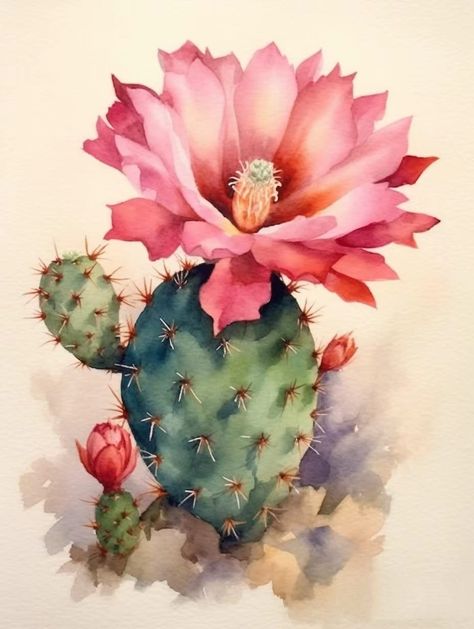 Cactus Flower Painting, Watercolor Birthday Cards, Watercolor Succulents, Succulent Art, Cactus Painting, Flowers Photography Wallpaper, Watercolor Birthday, Cactus Wall Art, Watercolor Projects