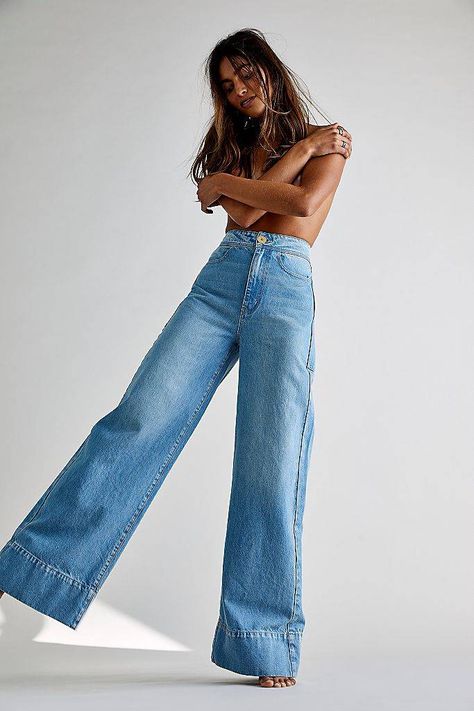 The 19 Best High-Rise Wide-Leg Jeans | Who What Wear Jean Photoshoot, Jeans Photoshoot, Popular Jeans, Jeans Trend, Jeans Free People, High Rise Wide Leg Jeans, All Jeans, Fashion Photography Poses, Jean Trends