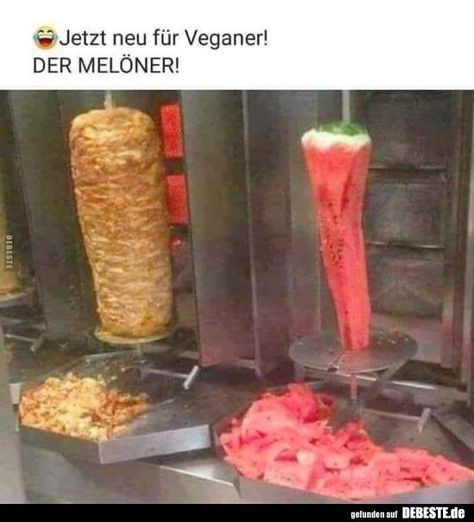 Jetzt neu für Veganer! DER MELÖNER!   - Lustige Bilder -   # Check more at https://urlaubs.izmitsogutma.com/jetzt-neu-fur-veganer-der-meloner-lustige-bilder/ Vegan Memes, Seriously Funny, Vegan Recipes Easy, Man Humor, Cute Food, Funny People, Picture Quotes, Funny Photos, Really Funny