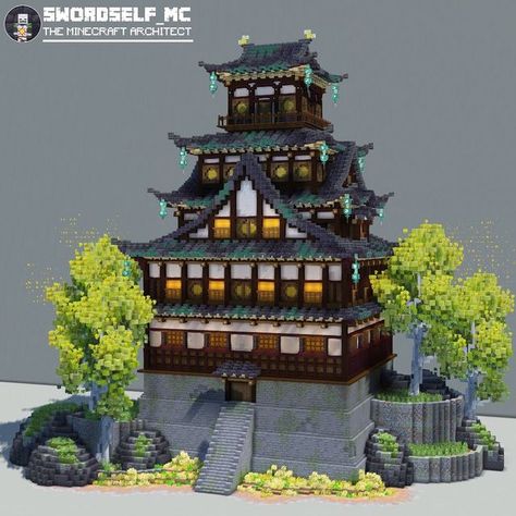 Minecraft Japanese Mansion, Minecraft Building Ideas Japanese House, Minecraft Japanese Build Ideas, Japanese City Minecraft, Japanese Buildings Minecraft, Japanese House Minecraft Ideas, Japanese Building Minecraft, Japanese Style House Minecraft, Japanese Minecraft Ideas