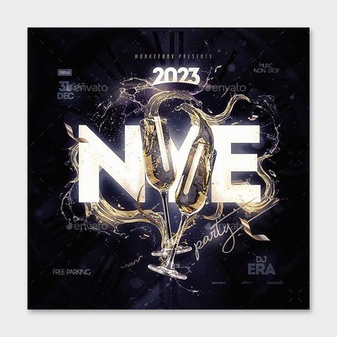 NYE Party Flyer Template PSD and Instagram Post Design Party Flyer Design, Advertising Poster Design, Instagram Post Design, Party Flyer Template, Nye Party, Advertising Poster, Party Flyer, New Years Party, Post Design