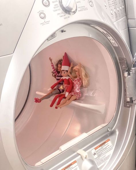 EASY & FUN ELF ON THE SHELF IDEAS FOR TODDLERS & KIDS – NAUGHTY & NICE Elf Laundry Room, Elf On The Shelf Laundry Room, Elf Trap, Elf Ideas Easy, Jingle Jangle, Easy Elf, Awesome Elf On The Shelf Ideas, Thanksgiving Napkins, Elf Activities