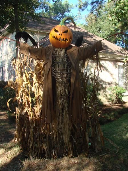 A closer view of the pumpkin scarecrow Halloween Scarecrows, Halloween Pauroso, Diy Halloween Dekoration, Diy Halloween Party, Halloween Party Decor Diy, Casa Halloween, Halloween Scarecrow, Dollar Store Halloween, Tree Themes