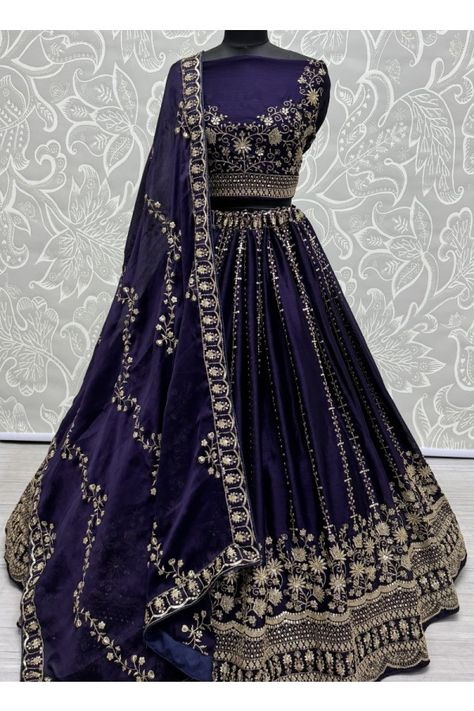 Navy Blue Chiffon Designer Lehenga Choli Blue Lehenga Choli, Navy Blue Lehenga, Indian Lengha, Lehenga Style Saree, Bridal Lehenga Online, Fancy Embroidery, Readymade Salwar Kameez, Cotton Salwar Kameez, Zari Embroidery