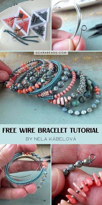 Wire Wrap Bead Bracelets Diy, Diy Bohemian Bracelets, How To Make A Memory Wire Bracelet, Memory Wire Bracelets Diy How To Make, How To Use Beading Wire, Wired Bracelets With Beads Diy, Bohemian Bracelets Diy Tutorials, Seed Bead Memory Wire Bracelet, Bohemian Jewelry Diy Boho Wrap Bracelets