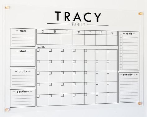 Family Calendar Wall, Monthly To Do List, Acrylic Wall Calendar, Chore Board, Acrylic Calendar, Family Command Center, Minimalist Calendar, Dry Erase Boards, Dry Erase Calendar